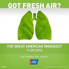 McDonald Army Health Center staff promoted tobacco-cessation-awareness during “The Great American Smokeout,” at Fort Eustis, Va., Nov. 20, 2014, as a part of National Lung Cancer Awareness Month. The health center offers tobacco cessation classes at the Fort Eustis Health Management Clinic every first and second Wednesday of each month from 10:30 to 11:30 a.m. The clinic also offers online classes. (Courtesy graphic)