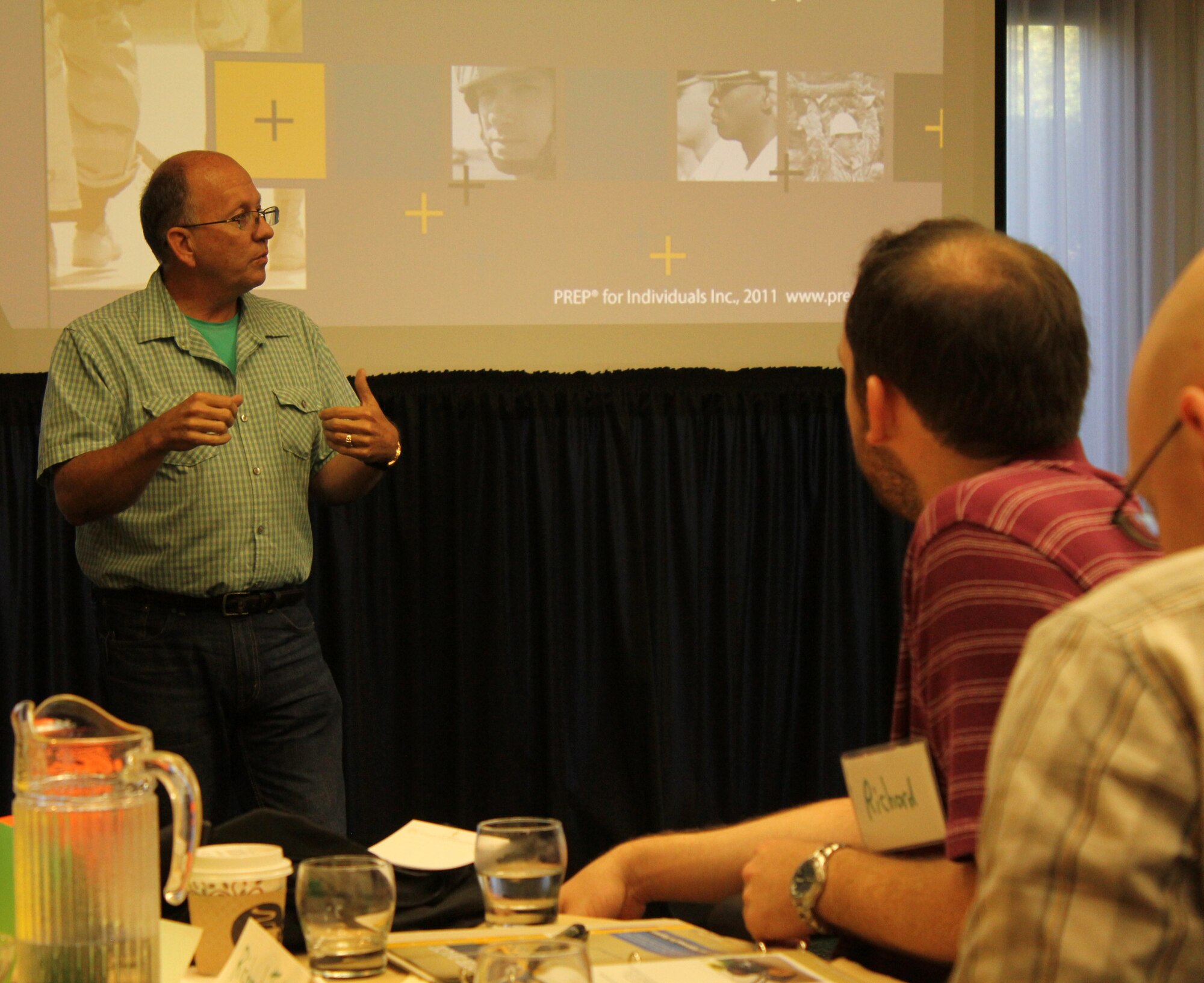 Chaplain Linzy Laughhunn leads a class during a singles relationship and education event in Williamsburg, Va. The retreat provided Airmen an opportunity to learn more about themselves, listen more effectively and improve relationship skills.  The curriculum featured “Got your Back", a training designed to help individuals improve understanding and decision-making in their relationships.  In addition, “True Colors”, a personality assessment tool, was offered along with a Sunday morning chaplain's service. (Courtesy photo/Released)