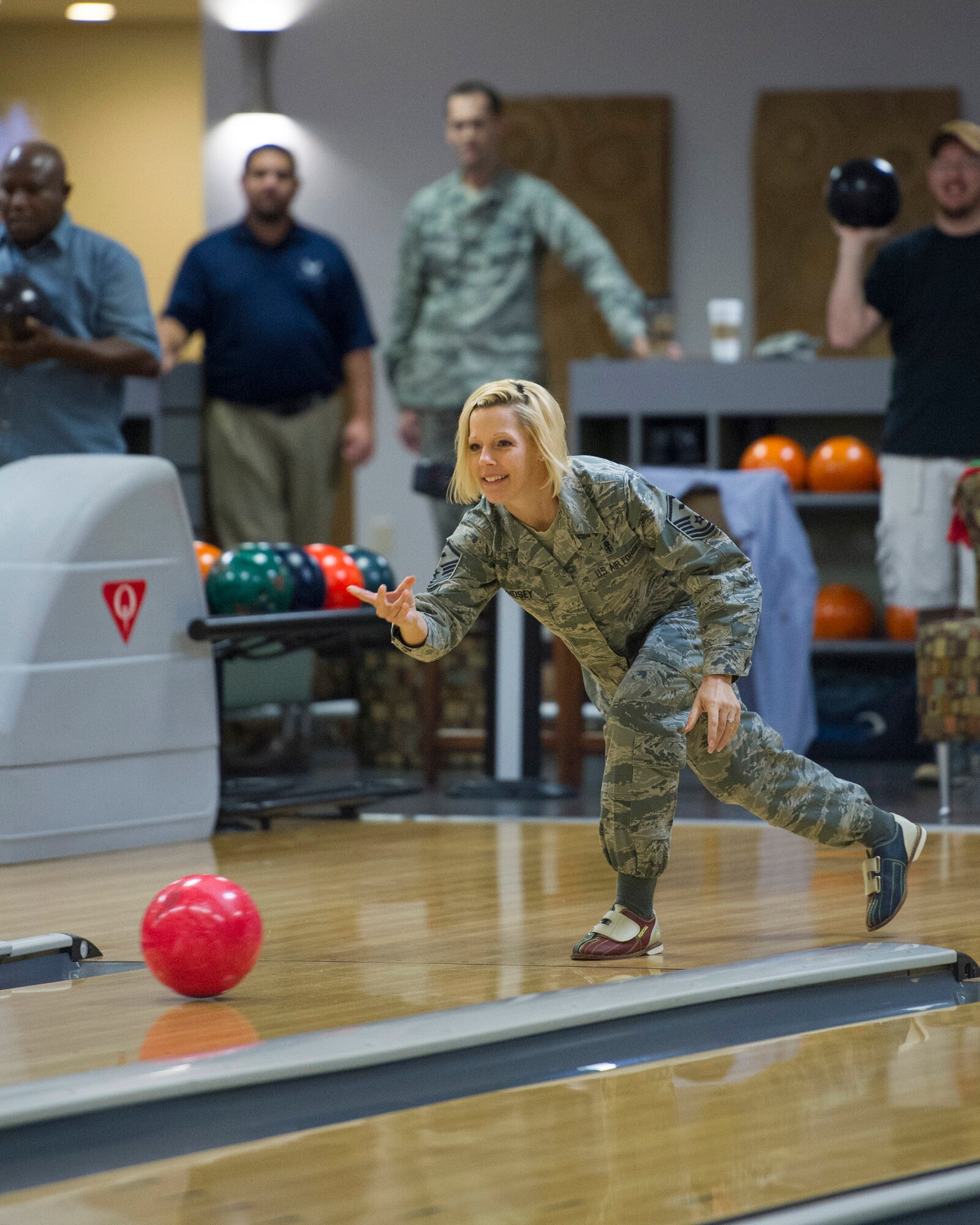 Members of Team Patrick-Cape participate in the 2014 Sports Week, during the week of Nov. 17-21, at Patrick Air Force Base, Fla. Sports Week is designed to bring together the 45th Space Wing and its mission partners for a friendly sports competition. Events began with an opening ceremony for a total of 18 sports and fitness competitions throughout the week. A closing ceremony and 5K Warrior Run, Nov. 21, 2014, will round out Sports Week.  (U.S. Air Force photo/Matthew Jugens)