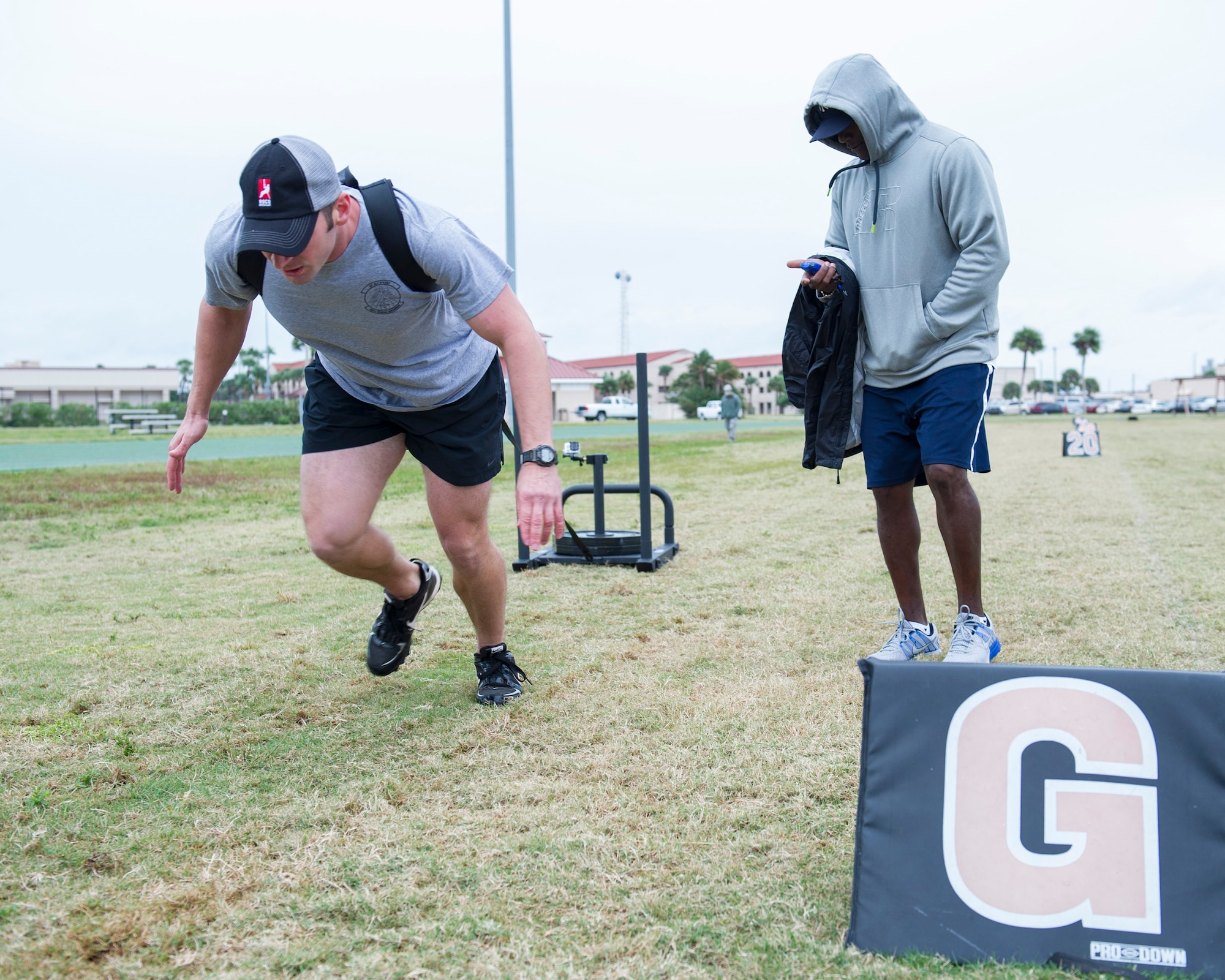 Members of Team Patrick-Cape participate in the 2014 Sports Week, during the week of Nov. 17-21, at Patrick Air Force Base, Fla. Sports Week is designed to bring together the 45th Space Wing and its mission partners for a friendly sports competition. Events began with an opening ceremony for a total of 18 sports and fitness competitions throughout the week. A closing ceremony and 5K Warrior Run, Nov. 21, 2014, will round out Sports Week.  (U.S. Air Force photo/Matthew Jugens)