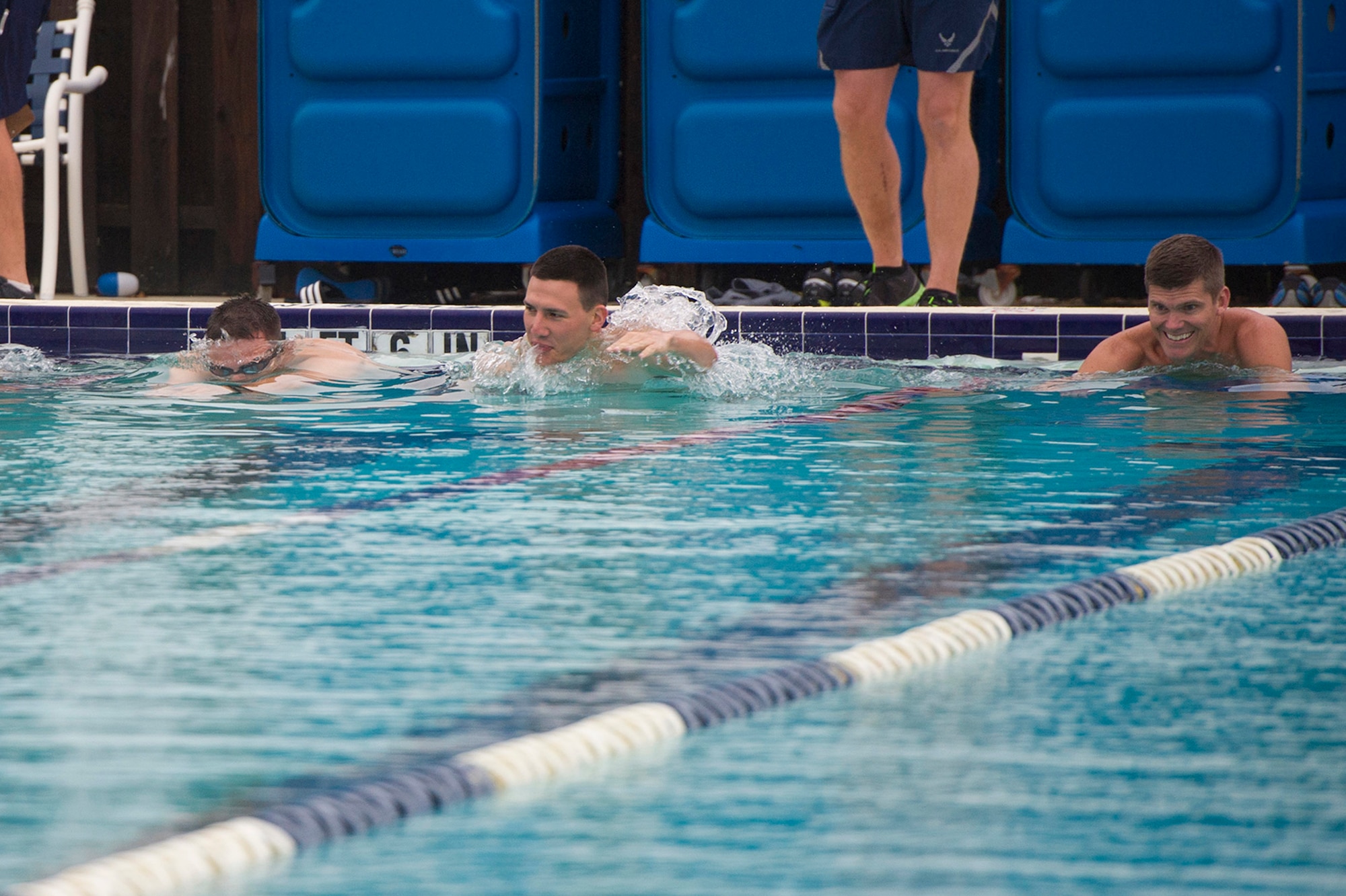 Members of Team Patrick-Cape participate in the 2014 Sports Week, during the week of Nov. 17-21, at Patrick Air Force Base, Fla. Sports Week is designed to bring together the 45th Space Wing and its mission partners for a friendly sports competition. Events began with an opening ceremony for a total of 18 sports and fitness competitions throughout the week. A closing ceremony and 5K Warrior Run, Nov. 21, 2014, will round out Sports Week.  (U.S. Air Force photo/Matthew Jugens)