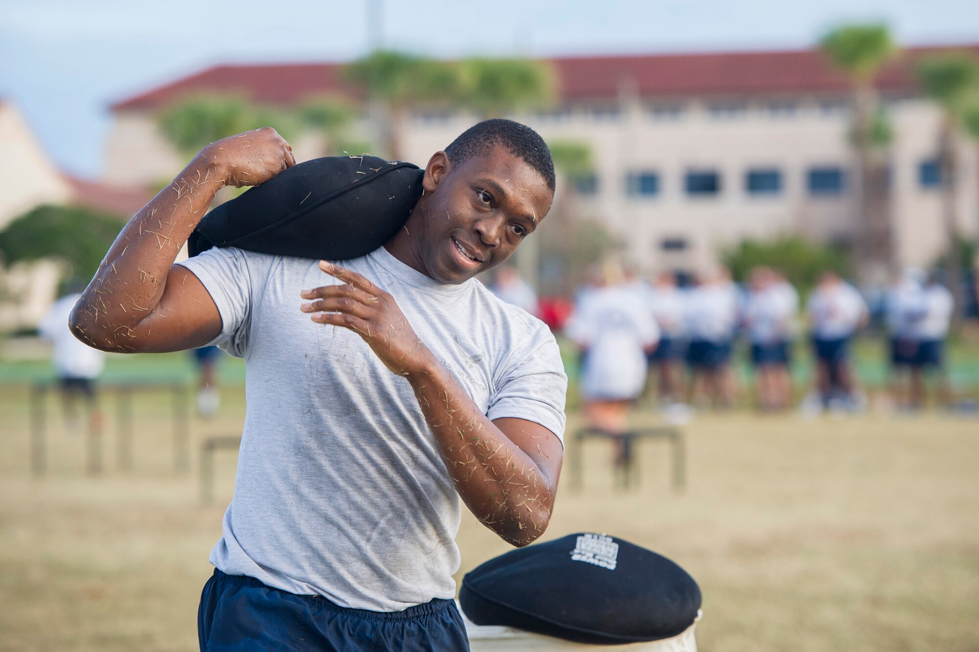Members of Team Patrick-Cape participate in the 2014 Sports Week, during the week of Nov. 17-21, at Patrick Air Force Base, Fla. Sports Week is designed to bring together the 45th Space Wing and its mission partners for a friendly sports competition. Events began with an opening ceremony for a total of 18 sports and fitness competitions throughout the week. A closing ceremony and 5K Warrior Run, Nov. 21, 2014, will round out Sports Week.  (U.S. Air Force photo/Matthew Jugens)