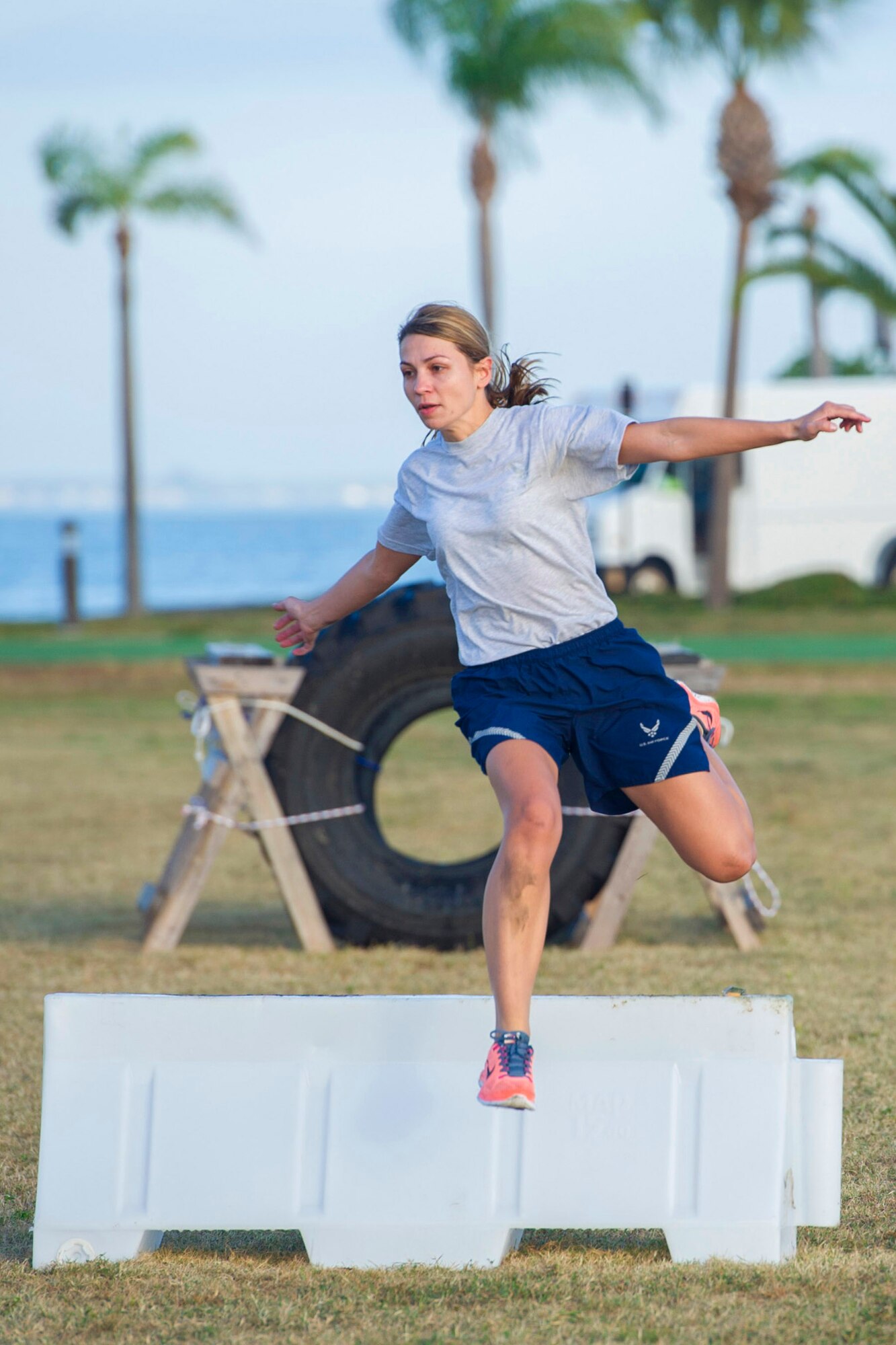 Members of Team Patrick-Cape participate in the 2014 Sports Week, during the week of Nov. 17-21, at Patrick Air Force Base, Fla. Sports Week is designed to bring together the 45th Space Wing and its mission partners for a friendly sports competition. Events began with an opening ceremony for a total of 18 sports and fitness competitions throughout the week. A closing ceremony and 5K Warrior Run, Nov. 21, 2014, will round out Sports Week.  (U.S. Air Force photo/Matthew Jugens)