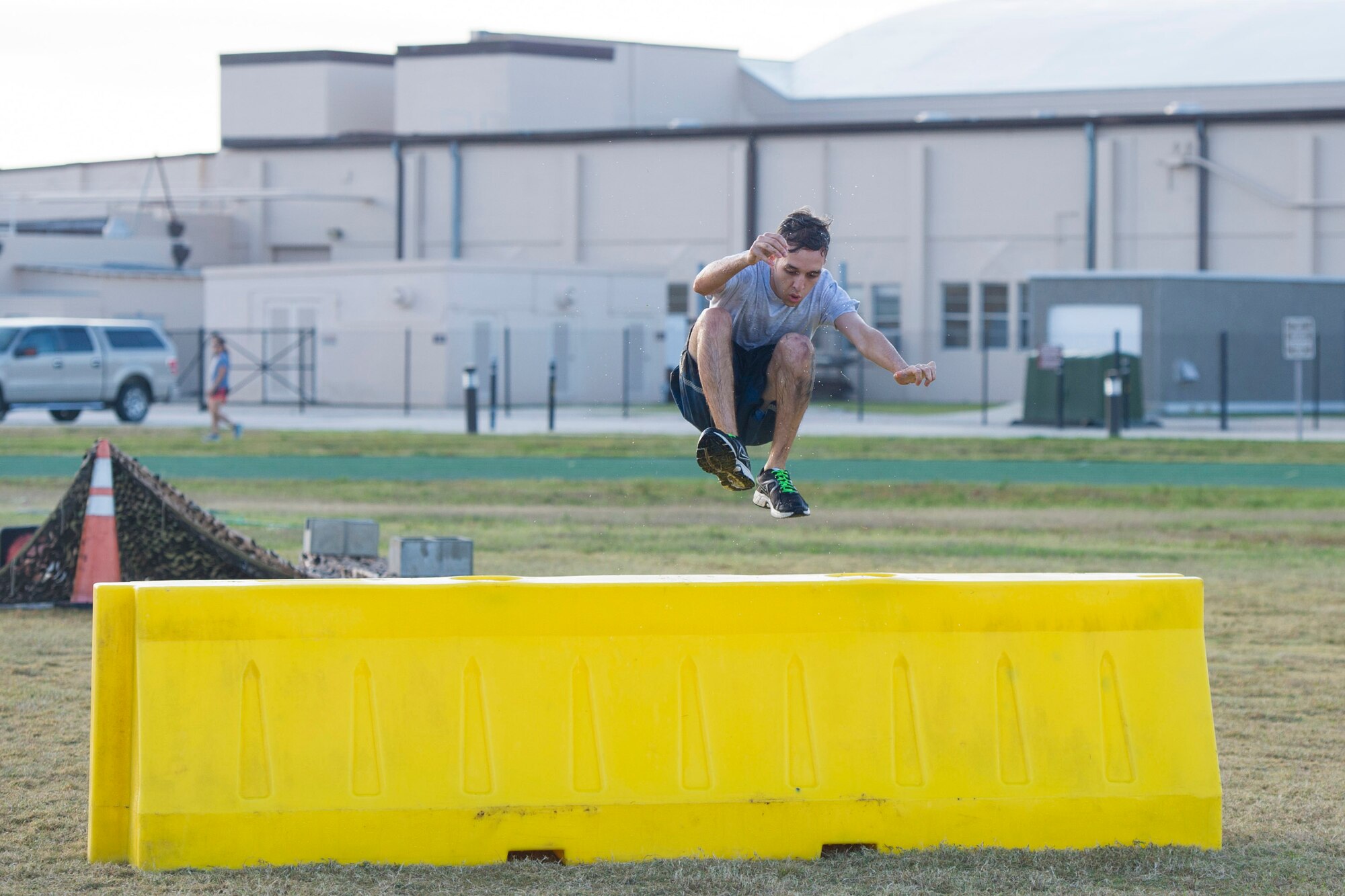 Members of Team Patrick-Cape participate in the 2014 Sports Week, during the week of Nov. 17-21, at Patrick Air Force Base, Fla. Sports Week is designed to bring together the 45th Space Wing and its mission partners for a friendly sports competition. Events began with an opening ceremony for a total of 18 sports and fitness competitions throughout the week. A closing ceremony and 5K Warrior Run, Nov. 21, 2014, will round out Sports Week.  (U.S. Air Force photo/Matthew Jugens)