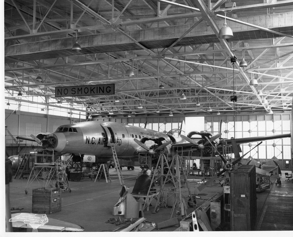 C-121 01 Jun 1962 - 06 Apr 1967; C-121 in Hanger Going through Maintenance Inspection (Photo by NCANG Heritage Program)