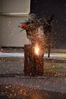 Staff Sgt. Patrick Hadfield, 341st Security Forces Group Tactical Response Force member, demonstrates thermal breaching using a broco torch Nov. 18 at Malmstrom Air Force, Mont.  The torch is an extremely powerful tool that has the capability of cutting thick steel, aluminum, cast iron and more. (U.S. Air Force photo/Airman 1st Class Joshua Smoot)
