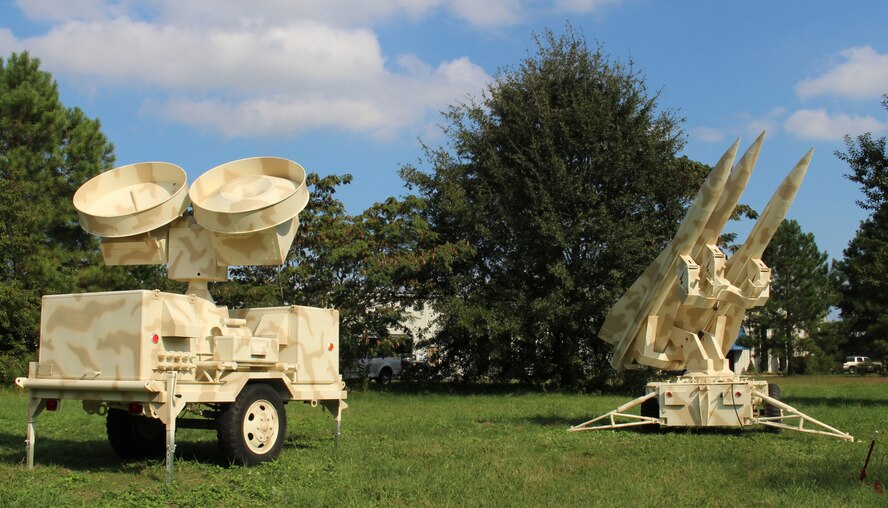 A replica of the Improved Homing All the Way Killer (I-HAWK) missile system set up at a remote site as a training simulator Oct. 2, 2014, at Snyder Electronic Warfare Range, Snyder, Texas. The original I-HAWK was designed in the early 1960’s and is still in use by several foreign countries. (Courtesy photo)