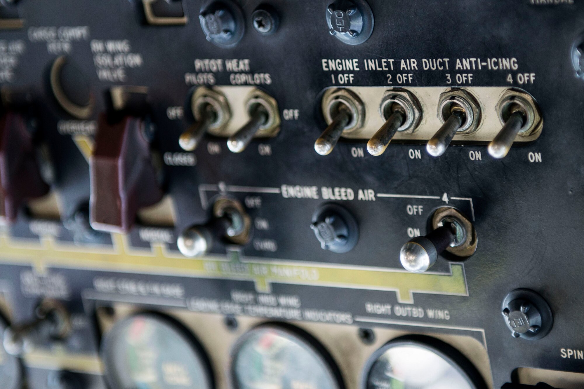 Control gages inside a C-130 Hercules are displayed during Exercise Max Thunder over South Korea, Nov. 19, 2014. Max Thunder is the air component of Exercise Foal Eagle, a series of joint exercises involving air, ground, naval, expeditionary and special operations forces. (U.S. Air Force photo by Staff Sgt. Cody H. Ramirez/Released)