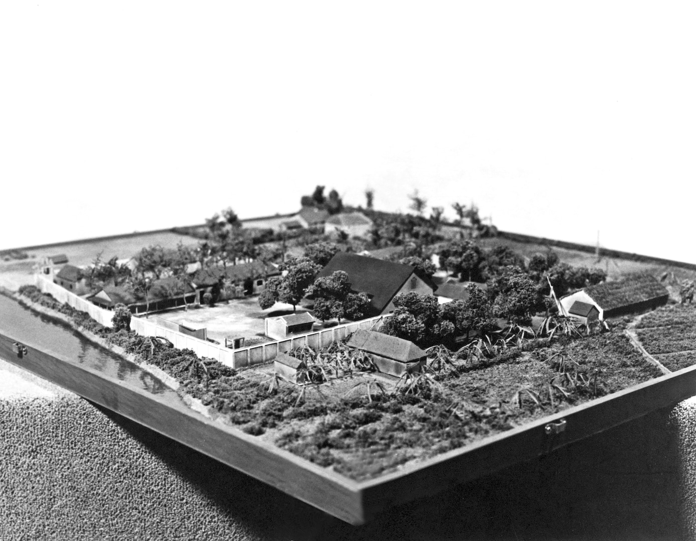 In 1970, the U.S. military attempted to rescue American POWs held at a camp in Son Tay, North Vietnam. DIA coordinated intelligence production during the planning stages of the operation and provided finished intelligence analysis to the Joint Chiefs of Staff. This model of Son Tay Prison Camp was constructed from overhead reconnaissance photos.