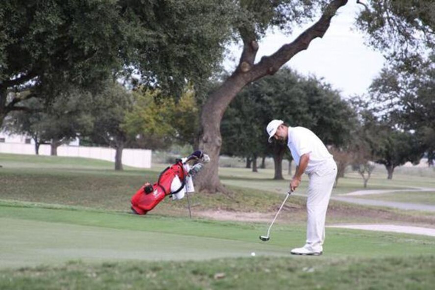 Tech. Sgt. Steve Rude, a McChord Air Force Reservist with the 446th Maintenance Squadron, McChord Field, Washington, participated in the Armed Forces Golf Championships Nov. 5-9 at Joint Base San Antonio-Randolph, Texas.  (Steven Dinote/ Armed Forces Sports)