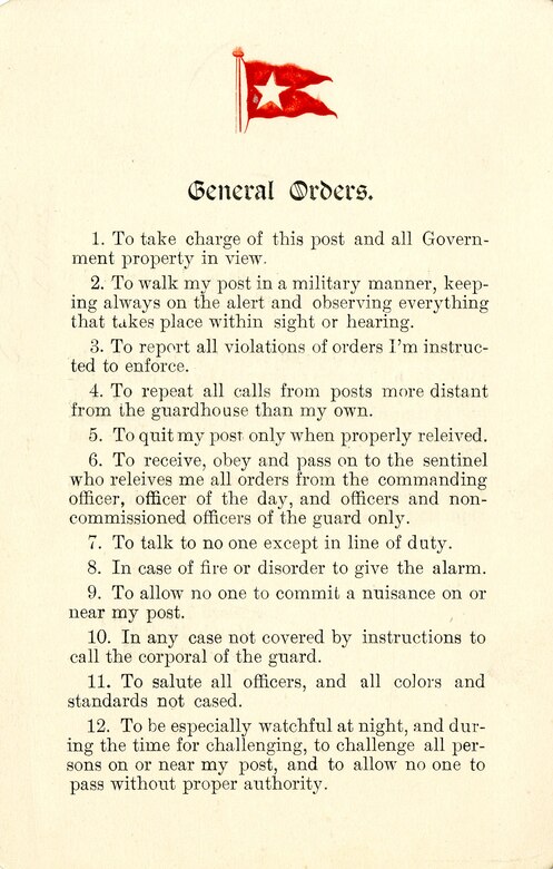 During World War I, commercial ocean liners were often requisitioned for war service and were converted to troop transports on their way to the Western Front. One such ship was the RMS Cedric of the White Star Line. On March 11, 1918, the Cedric departed Hoboken, N.J., heading for the Romsey Rest Camp in Winchester, England. Among the passengers was 2nd Lt. Frank S. Ennis, a pilot with the 147th Aero Squadron. Along the transatlantic voyage, Ennis contributed to the ship’s daily newsletter, “The Flying Circus.” The second issue of the March 11 newsletter contains several of his humorous anecdotes and observations, which Ennis noted with check marks. Ennis and the other passengers were also issued General Orders to be followed while aboard ship. (U.S. Air Force photo)