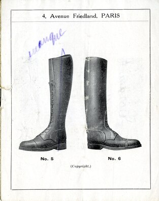 The quality and availability of military flight clothing was a significant concern for American aviators in World War I. The scarcity of supply and lack of standardized flying apparel forced many American pilots to supplement their personal kits with clothing and flying equipment purchased from commercial vendors. Many local companies even produced clothing to military specification, allowing personnel to acquire equipment outside the regular supply chain. This advertisement, an illustrated catalog of military boots and gaiters, was printed by the Sparkes Hall and Co., Ltd. of London. (U.S. Air Force photo)