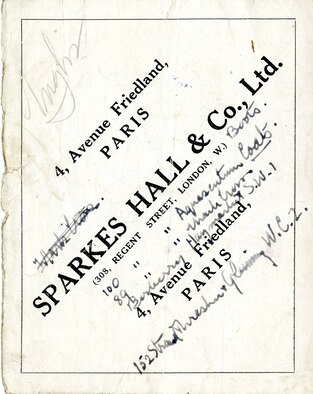 The quality and availability of military flight clothing was a significant concern for American aviators in World War I. The scarcity of supply and lack of standardized flying apparel forced many American pilots to supplement their personal kits with clothing and flying equipment purchased from commercial vendors. Many local companies even produced clothing to military specification, allowing personnel to acquire equipment outside the regular supply chain. This advertisement, an illustrated catalog of military boots and gaiters, was printed by the Sparkes Hall and Co., Ltd. of London. (U.S. Air Force photo)