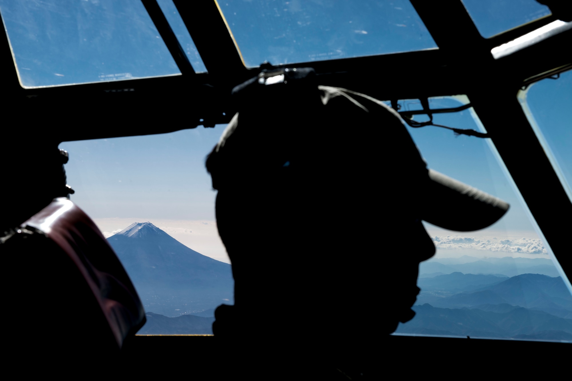 Mt. Fuji, a World Heritage Site, is seen Nov. 19, 2014, from a C-130 Hercules flying from Yokota Air Base, Japan, to South Korea to take part in Exercise Max Thunder. The 36th Airlift Squadron plays a vital mobility role in the biannual exercise aimed at improving the interoperability of the U.S.-South Korea partnership. (U.S. Air Force photo/Staff Sgt. Cody H. Ramirez)