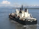 The Corps-owned dredge Essayons conducts maintenance dredging of Cook Inlet Navigation Channel in May 2013.