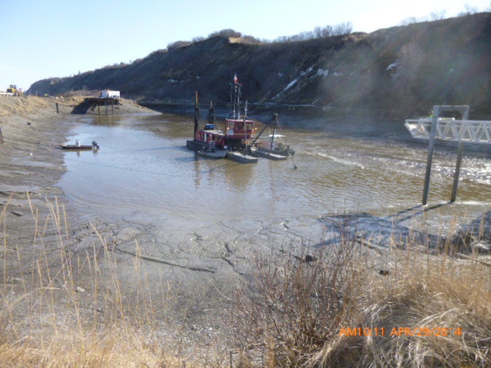 Annual maintenance dredging of Ninilchik Harbor began in April 2014.