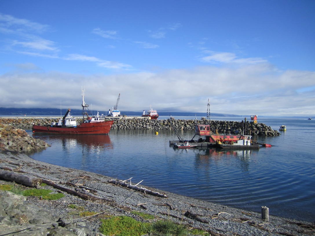 Annual maintenance dredging is conducted in the entrance channel for Homer Harbor.