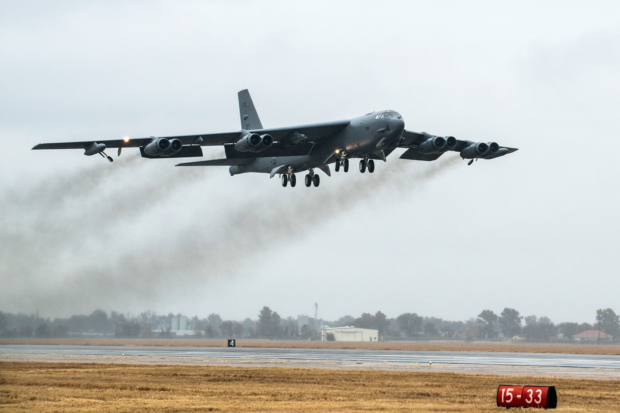 A 93rd Bomb Squadron B-52H Stratofortress takes flight on Nov. 21, 2014, Barksdale Air Force Base, La. On board is Jose Ramos, an aviation photographer, who is writing a story on the 93rd Bomb Squadron and the B-52H Stratofortress for Combat Aircraft Monthly magazine. (U.S. Air Force photo by Master Sgt. Greg Steele/Released)