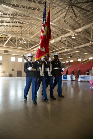 Tri-Command children celebrated the Marine Corps’ 239th anniversary during the Children’s Marine Corps Birthday Ball Celebration at the All-Weather Training Facility aboard Marine Corps Recruit Depot Parris Island, Nov. 15. During the event, Marines and their families were offered the opportunity to conduct ceremonial traditions such as the oldest and youngest cake cutting with the children.  
