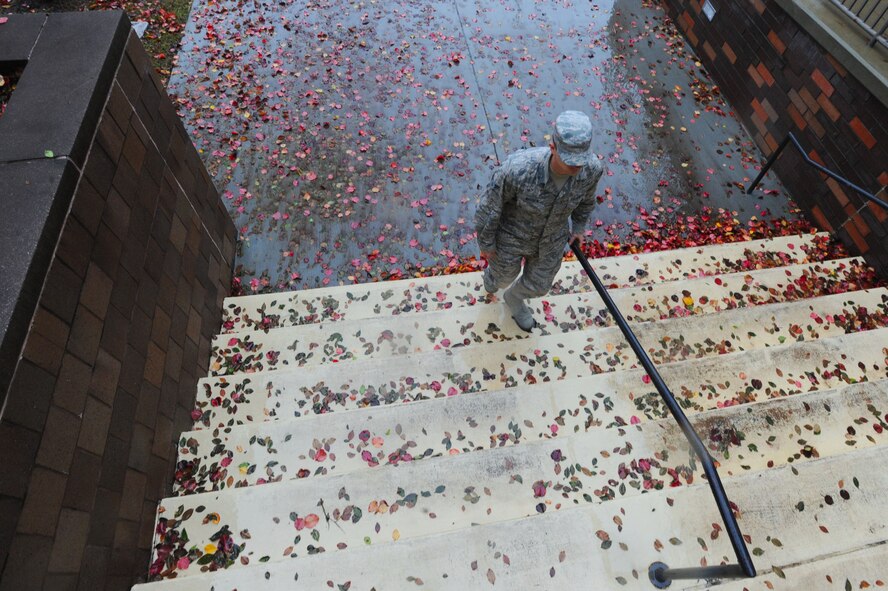 As leaves fall upon members of Team Shaw Airmen are given a chance to unwind in the upcoming holiday season at Shaw Air Force Base, S.C., Nov. 26, 2014. During Thanksgiving break, Airmen are encouraged to relax and spend time with their families in order to maintain their resiliency. (U.S. Air Force photo by Airman 1st Class Michael Cossaboom/Released) 