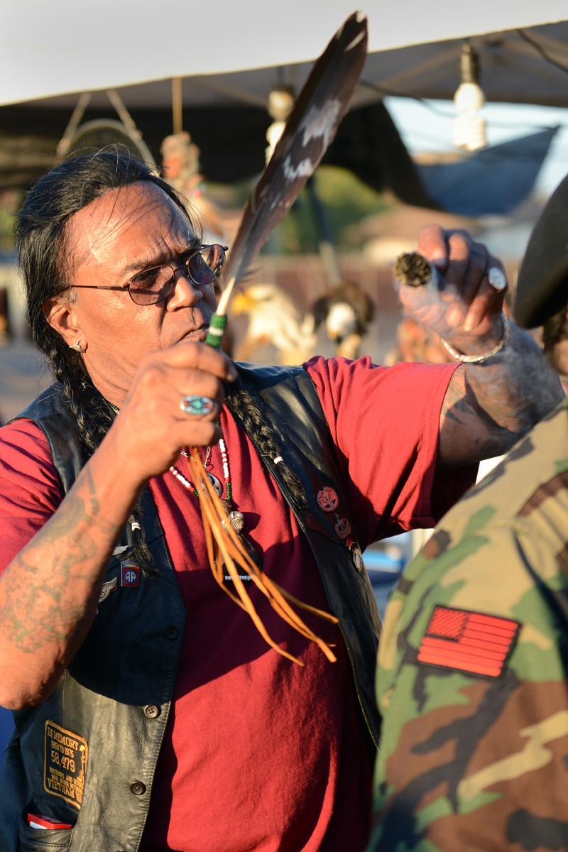 Tony LittleHawk, an Army Vietnam veteran, Cherokee tribe member and sun