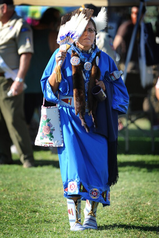 Retired Navy Chief Petty Officer Old Horn-Purdy, from the Crow tribe, was the head woman dancer at the recent Native American Veterans Association's annual Veterans Appreciation and Heritage Day Pow Wow in South Gate, Calif., Nov. 8, 2014. 