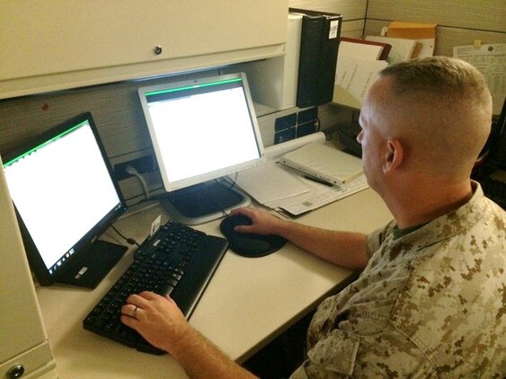 Staff Sgt. James W. Harris works diligently developing The Marine Corps Institute Course 0382 Infantry Squad Leader Weapons and Fire Support. Staff Sgt. Harris is an 0369 Infantry Unit Leader from Burnsville, N.C. currently assigned to the Marine Corps Institute as a Distance Learning Instructor. 