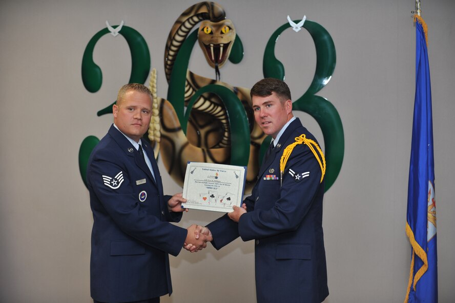 Airman 1st Class Lee Milligan, 363rd Training Squadron munitions systems apprentice course graduate, was one of the two Airmen in his class to maintain a perfect score throughout the entire course, earning him the coveted ACE award. (U.S. Air Force photo/Airman 1st Class Robert L. McIlrath)