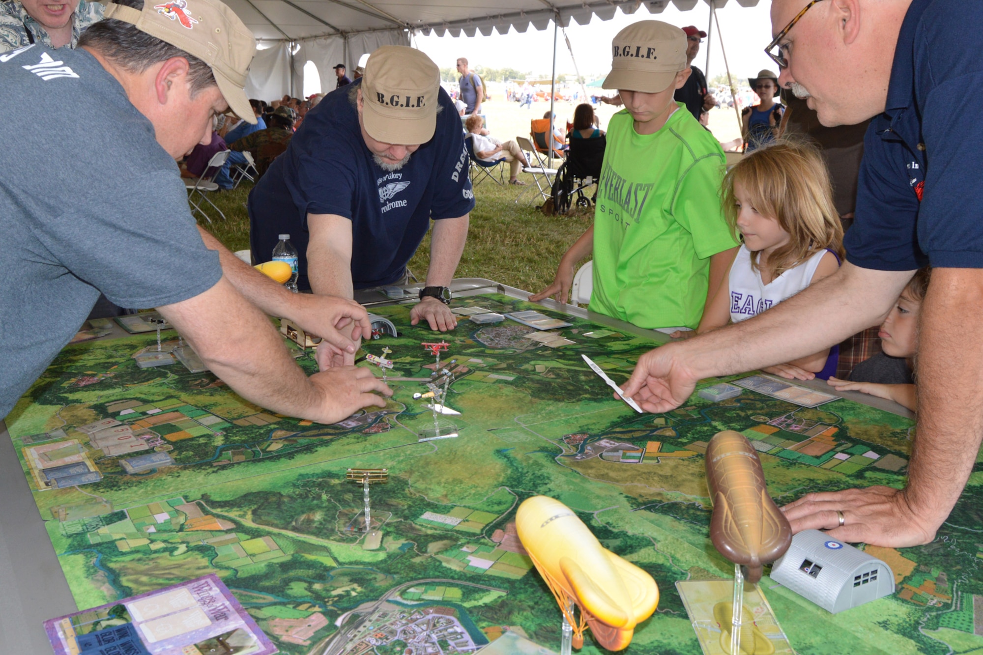 DAYTON, Ohio -- Visitors got a better understanding of the war in Europe with Buckeye Gamers in Flight’s giant WWI board game “Wings of Glory” during the Ninth WWI Dawn Patrol Rendezvous on Sept. 27-28, 2014. (U.S. Air Force photo)