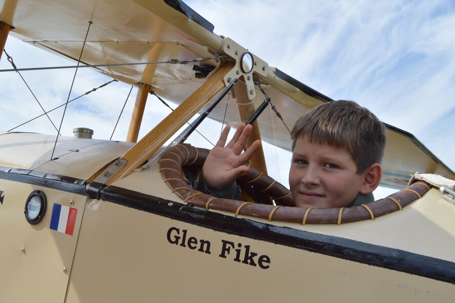 DAYTON, Ohio -- Activities during the Ninth WWI Dawn Patrol Rendezvous on Sept. 27-28, 2014, included full- and 7/8-scale aircraft (flying and static), period re-enactors in a war encampment setting, era automobiles, flying exhibitions by WWI radio-controlled aircraft, educational activities and a collector's show for WWI items. (U.S. Air Force photo)