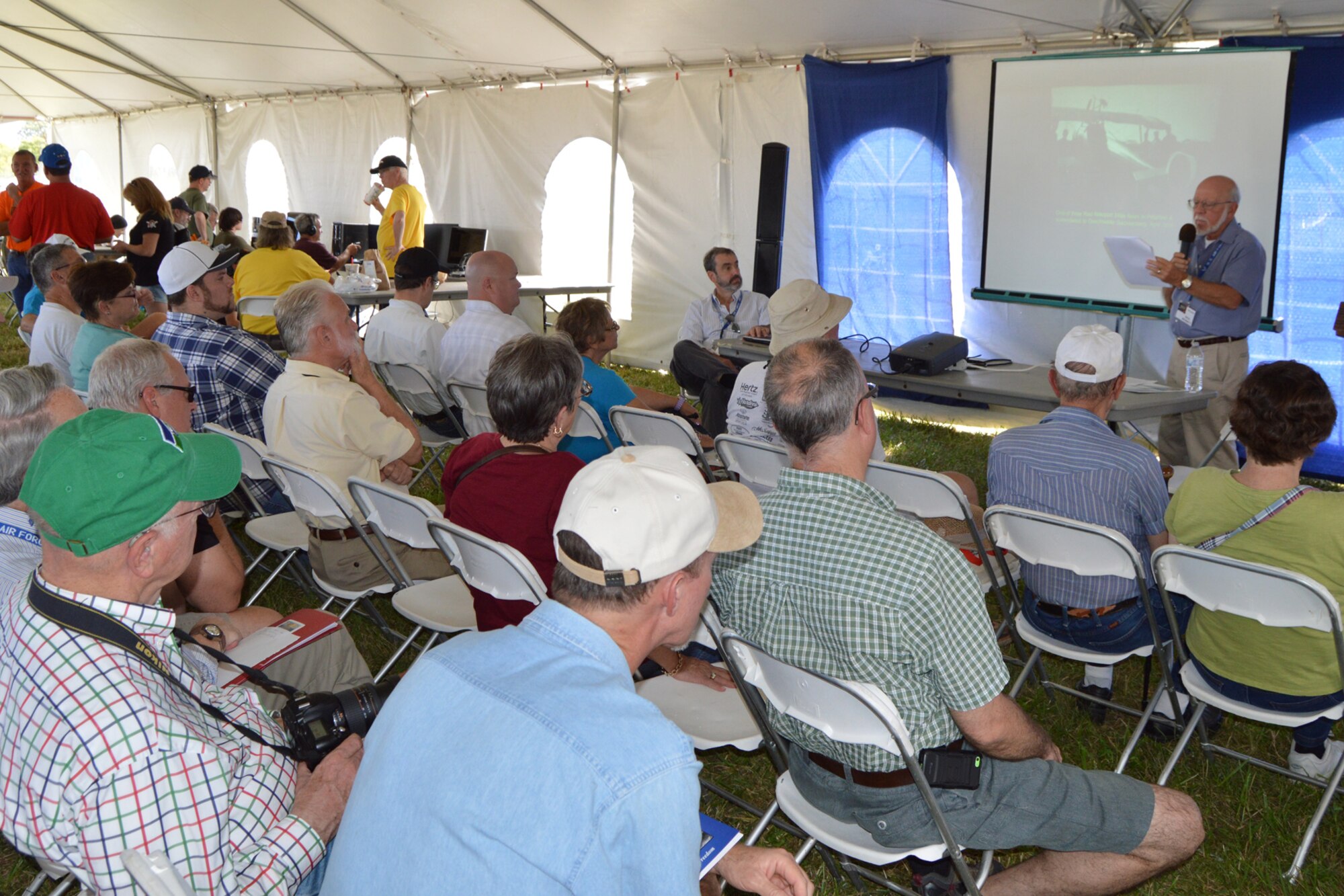 DAYTON, Ohio -- A multi-activity tent featured lectures by seven authors during the Ninth WWI Dawn Patrol Rendezvous on Sept. 27-28, 2014. (U.S. Air Force photo)