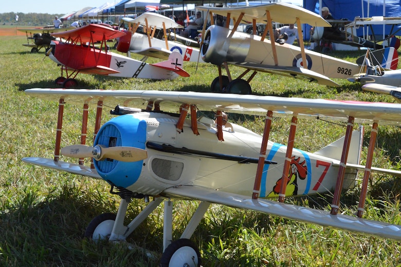 DAYTON, Ohio -- More than 100 WWI-era radio-controlled model aircraft, some as large as 1/2-scale, performed during the Ninth WWI Dawn Patrol Rendezvous on Sept. 27-28, 2014. (U.S. Air Force photo)