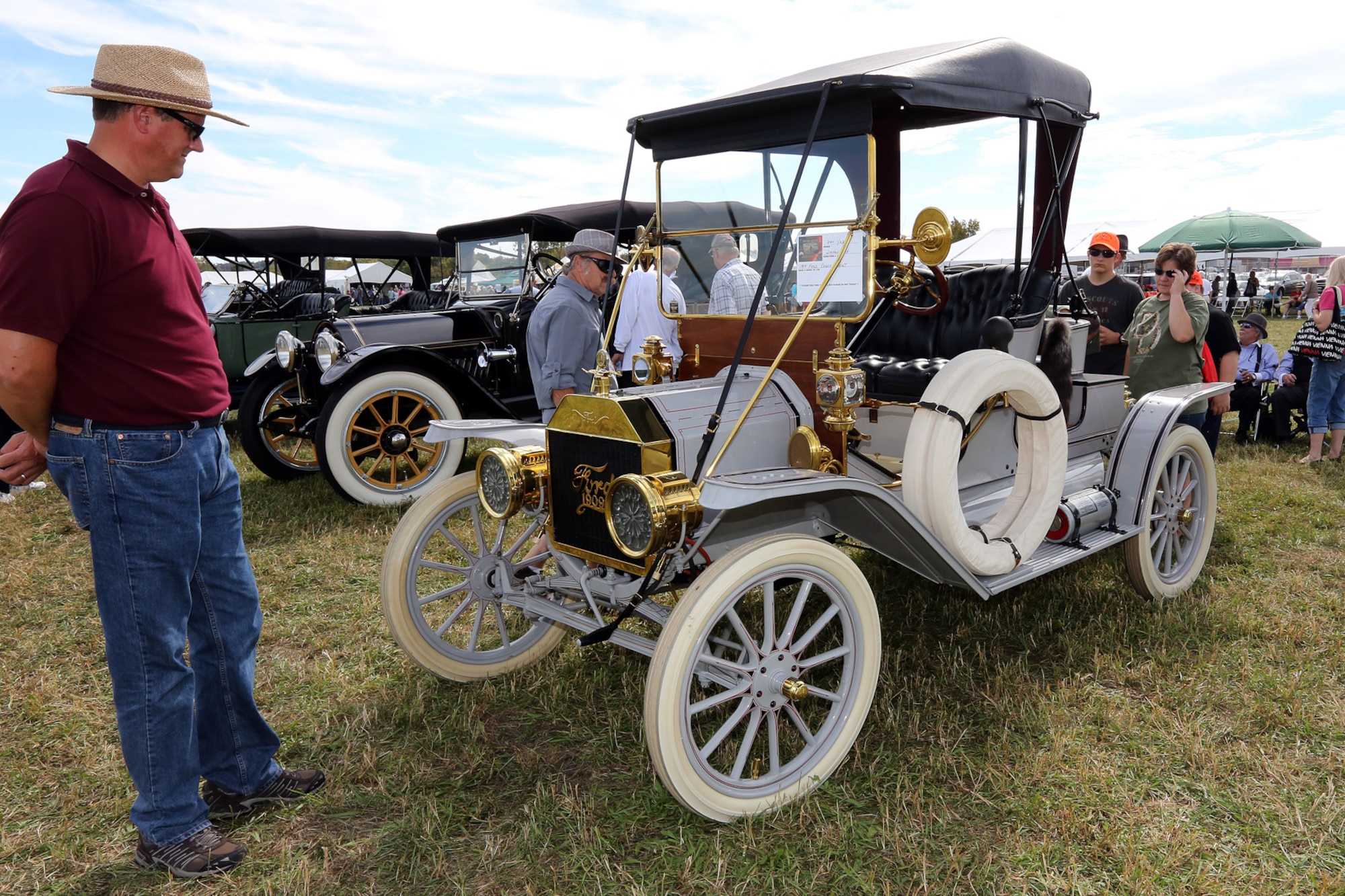 DAYTON, Ohio -- More than 20 antique automobiles were displayed and paraded around the grounds during the Ninth WWI Dawn Patrol Rendezvous on Sept. 27-28, 2014. (U.S. Air Force photo by Don Popp)
