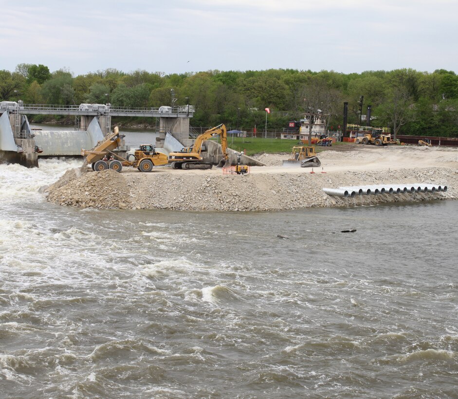 This rock dike was built as part of an emergency response to the incident that occured in April 2013.