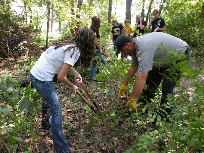 A total of 47 volunteers removed invasive plant species and installed interpretive tree signage at the Chipmunk Nature Trail, donating approximately 174 hours of time for a combined value of $3,923.70 during National Public Lands Day at Carlyle Lake, Sept. 26. 