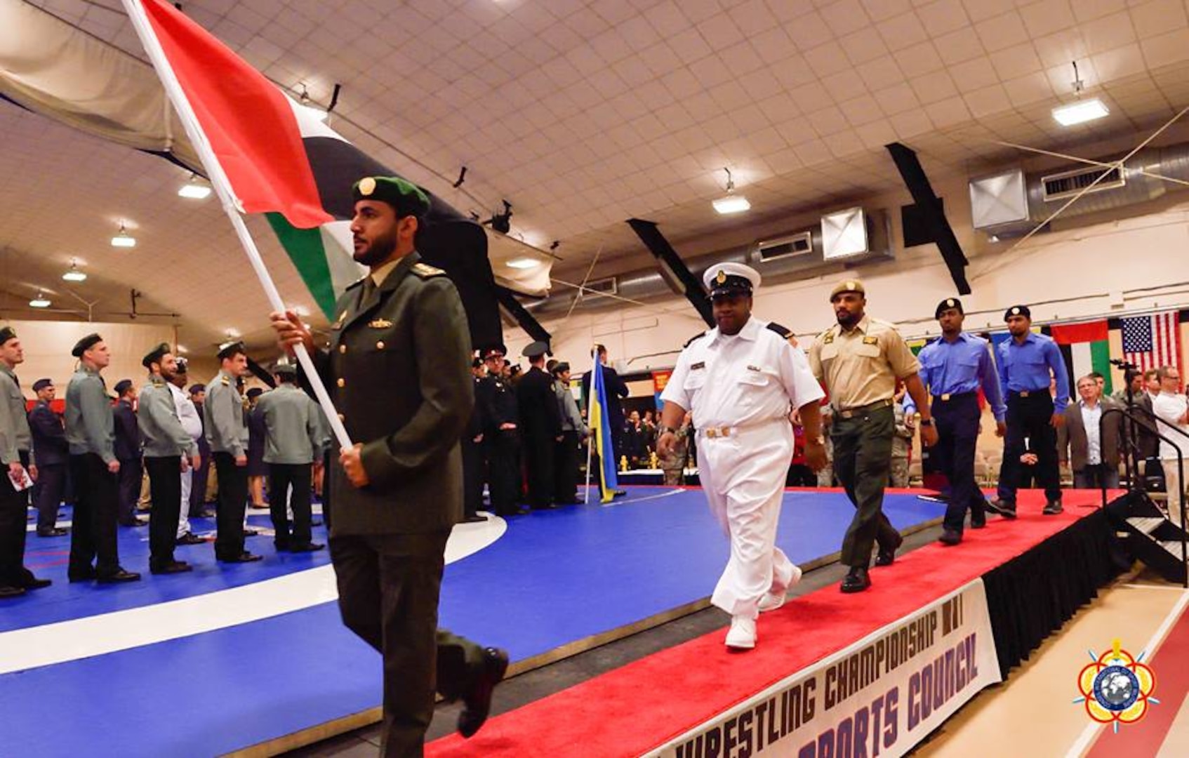 The Delegation from the United Arab Emirates during the Opening Ceremony of the 29th CISM World Military Wrestling Championship at Joint Base McGuire-Dix-Lakehurst (MDL), New Jersey 1-8 October