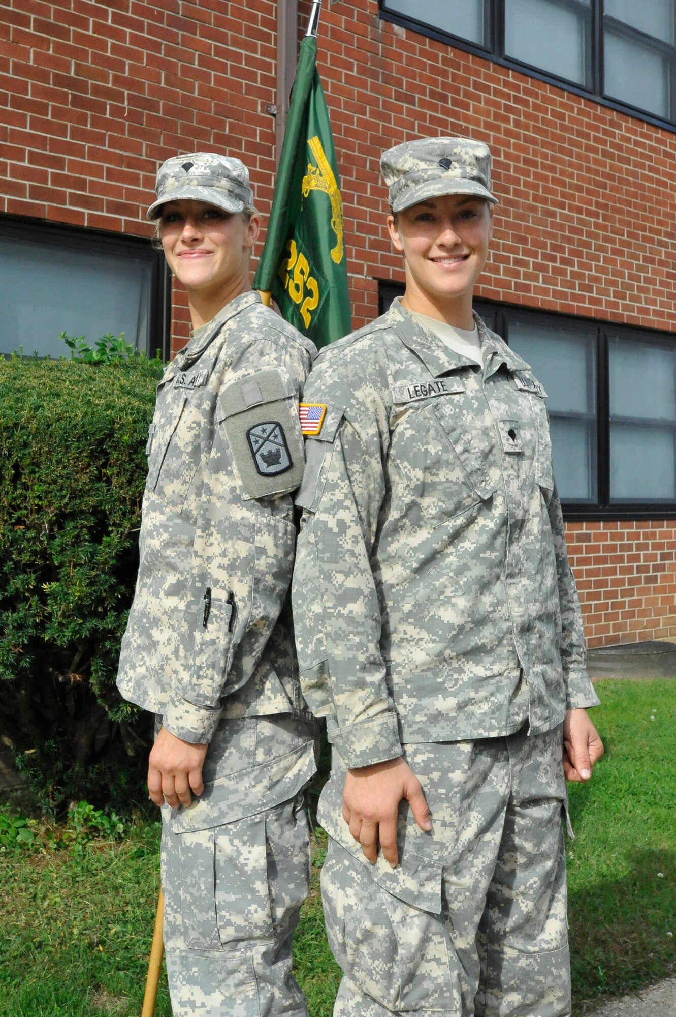 Twin sisters U.S. Army Spcs. Brooke and Erin Legate, 23 years old from Knoxville, Tenn., prepare to deploy with fellow service members of the 252nd Military Police Company from Cleveland, Tenn. The company is deploying on a year-long mission to Kuwait in support of Operation Enduring Freedom.

The sisters enlisted in the Tennessee Army National Guard in April 2010 on a six-year enlistment and attended Basic and Advance Individual Training at Fort Leonard-Wood, Mo.

“Our dad and uncle both served in the military and they really liked it,” said Brooke, the oldest of the two by one minute. “This will be our first deployment and we volunteered for it.”

Upon completion of their deployment, the sisters are planning to join the family physical therapy business back home. Brooke has one year left to complete her physical therapy schooling and Erin has recently completed her prerequisites for nursing school. (U.S. Air Force photo by Pascual Flores/released)