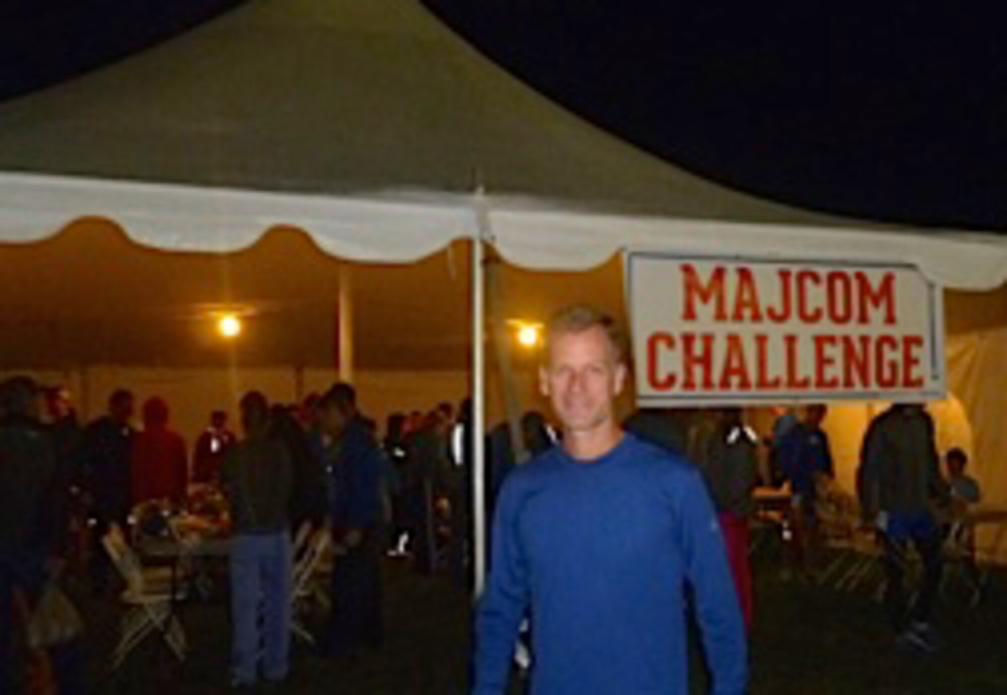 Chaplain (Col) Dondi Costin, Headquarters Pacific Air Forces, Hawaii, waits to start the Air Force Half Marathon Major Command team challenge, Wright-Patterson Air Force Base, Ohio, Sept. 20, 2014. The PACAF team won 1st place in the half marathon MAJCOM team challenge. (Courtesy photo)