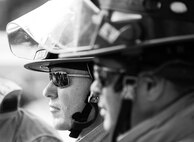 A 96th Test Wing firefighter watches during a car extraction training exercise at Duke Field, Fla., Sept. 10.  The day crew of Fire Station 4 took part in the exercise to meet their training requirement.  National Fire Prevention Week began Oct. 5.  Eglin firefighters have various activities planned throughout the week.   (U.S. Air Force photo/Tech. Sgt. Samuel King Jr.)