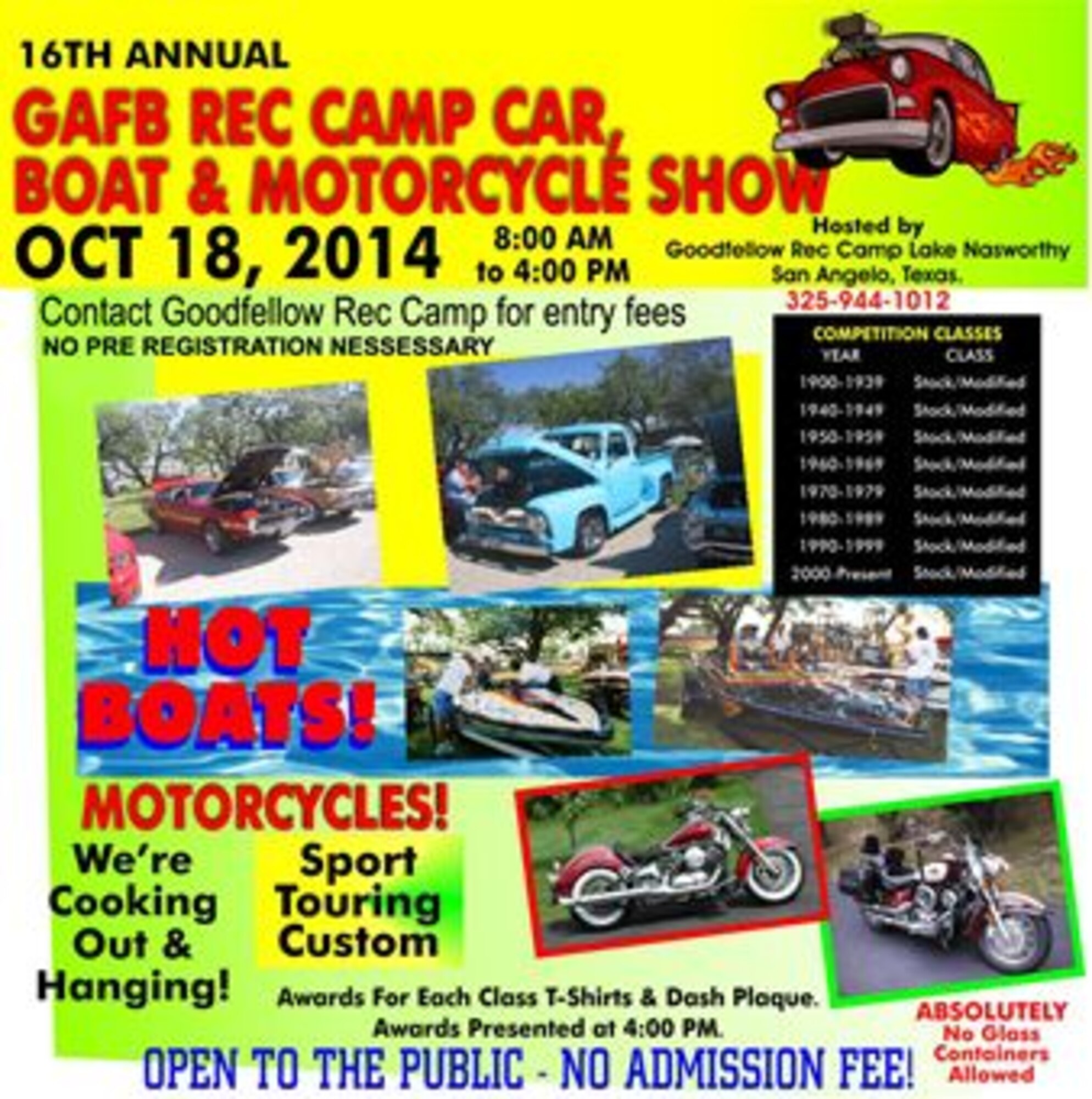 Goodfellow Recreation Camp hosts 16th Annual Car, Boat and Motorcycle Show (courtesy graphic)