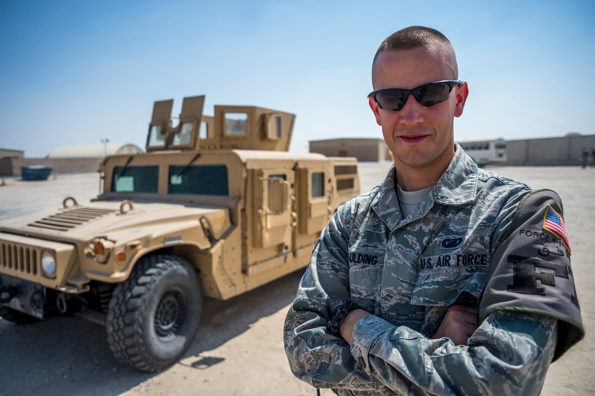 This week's Rock Solid Warrior is Senior Airman Landon Spaulding. He is a force protection guardsman with the 386th Expeditionary Civil Engineer Squadron. The Hopkinsville, Ky. native is deployed from the 375th Comptroller Squadron, Scott Air Force Base, Ill. (U.S. Air Force photo by Staff Sgt. Jeremy Bowcock)