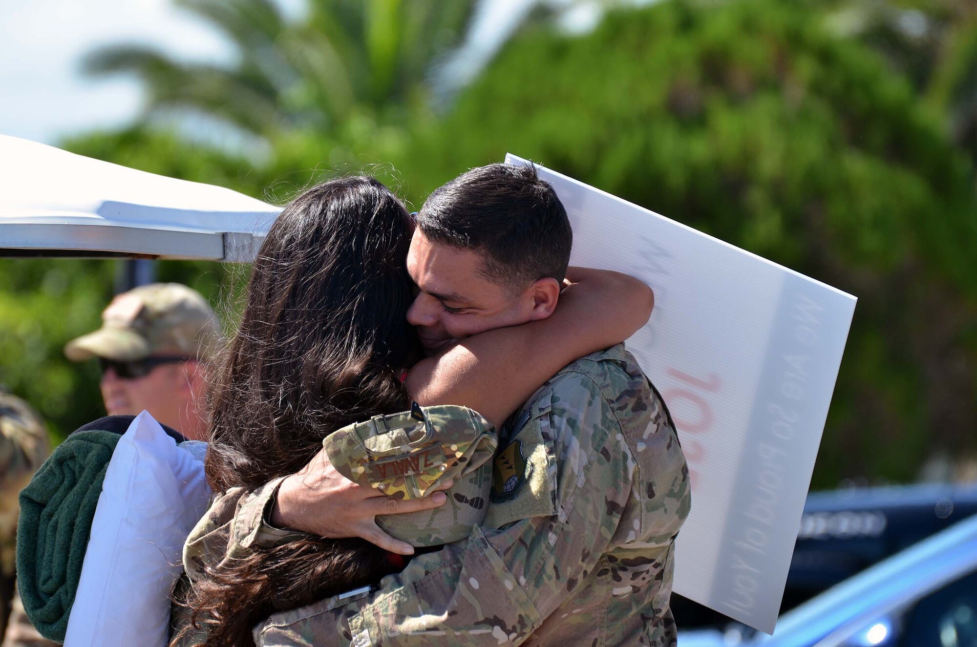 A group of reservists from the 920th Rescue Wing returns home Oct. 2, 2014 at approximately 2:45 p.m. from a 120-day deployment serving in the Horn of Africa at Patrick Air Force Base, Fla.  The Rescue Airmen included Air Force helicopter pilots, maintenance, supply, life support, intelligence and medical personnel.  The Citizen Airmen provided support for personnel-recovery operations along with humanitarian efforts as needed.