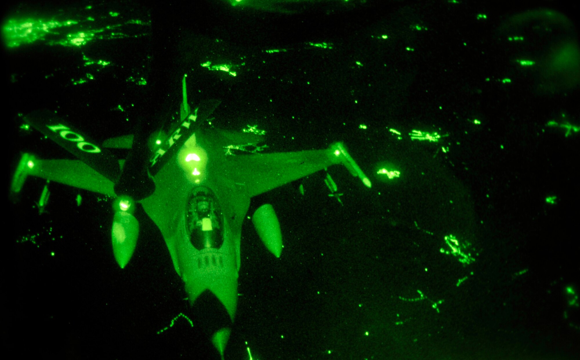 A KC-135 Stratotanker from RAF Mildenhall, England, refuels an F-16 Fighting Falcon from Spangdahlem Air Base, Germany, during Tonnerre Lightning, Oct. 2, 2014 over France. Exercise Tonnerre Lightning is a NATO exercise designed to improve interoperability between partner nation air forces. (U.S. Air Force Photo/Senior Airman Christine Griffiths/Released) 