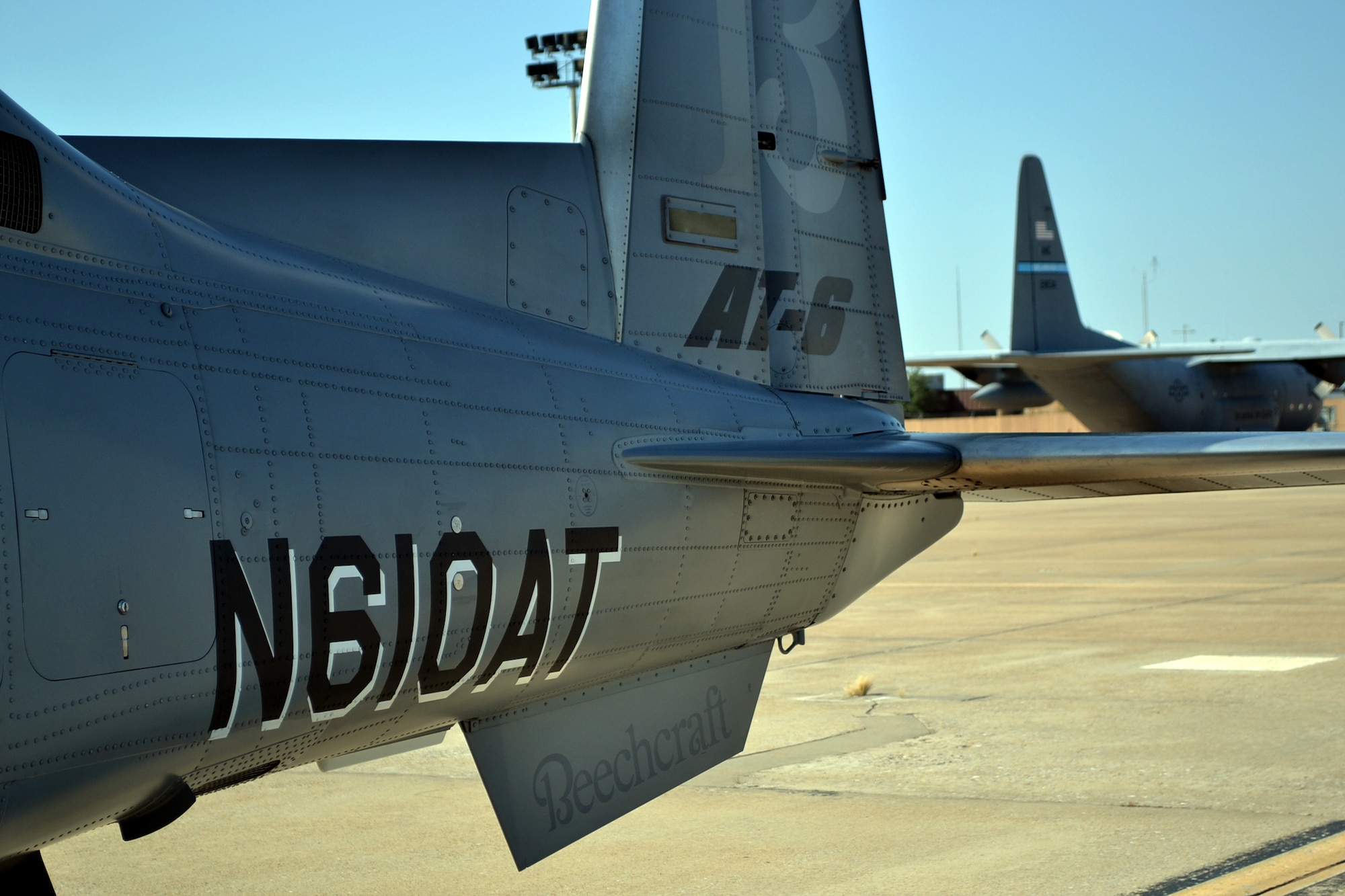 The AT-6 is based on the original T-6 design. Pilot Ben Griffith, the program executive for Beechcraft Light Attack Programs, said that the plane is more durable and sustainable. (Official U.S. Air Force photo by Airman 1st Class Brigette Waltermire)