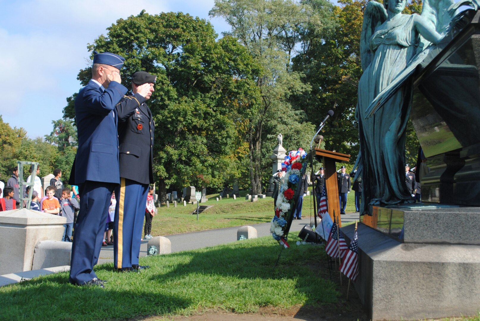 New York Air National Guard Brig. Gen. Anthony German and New York Army National Guard Command Sgt. Maj. Frank Wicks honored President Chester Arthur in October 2012 in a ceremony similiar to this year's event.