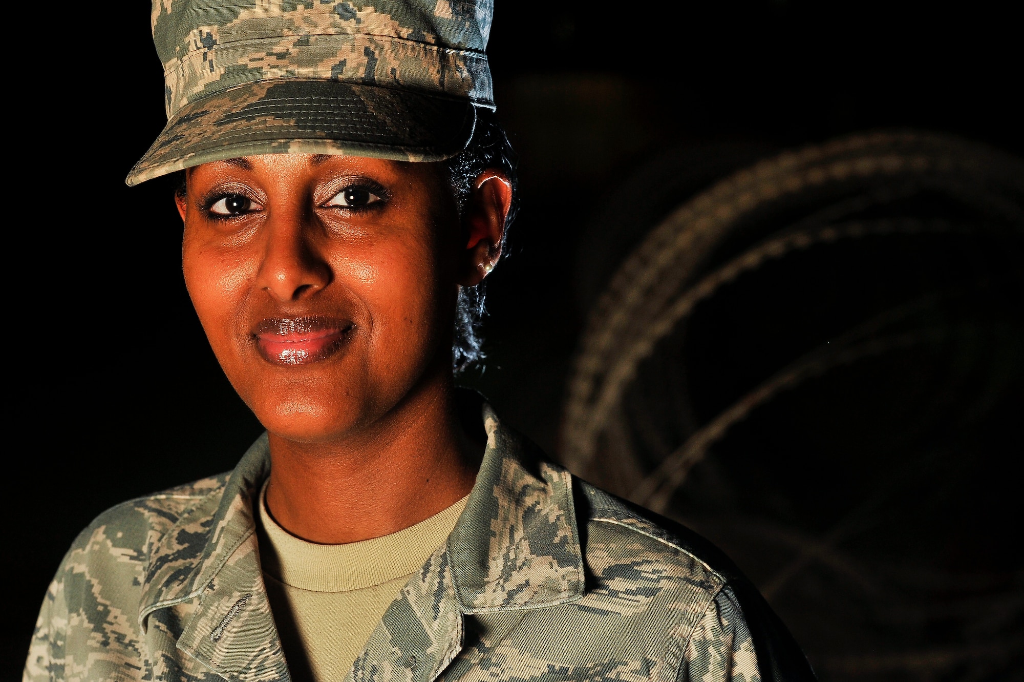 Staff Sgt. Ruta Shibeshi, deployed to the 380th Air Expeditionary Wing, credits her military service for helping to pave a clear path for her in life. It provided her with the resources that have allowed her to find a sense of security and a diverse community to which to belong. (U.S. Air Force photo/Tech. Sgt. Russ Scalf)