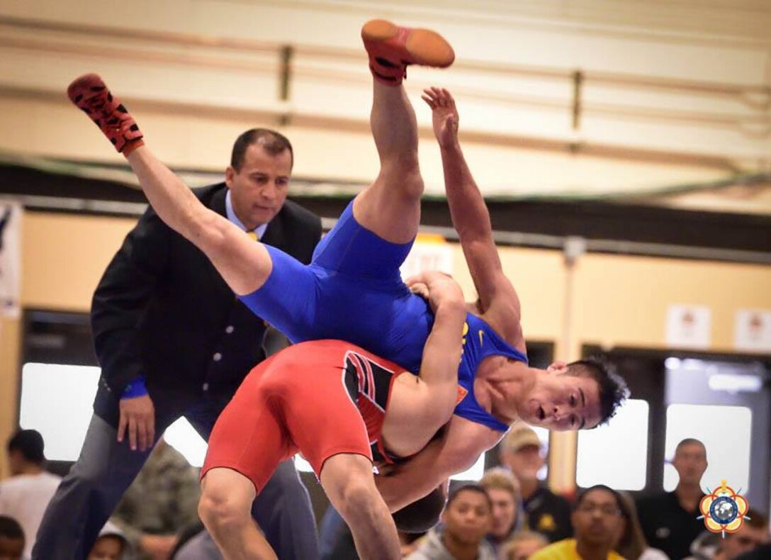 Greco Roman competition at the 29th CISM World Military Wrestling Championship at Joint Base McGuire-Dix-Lakehurst, NJ 1-8 October 2014.