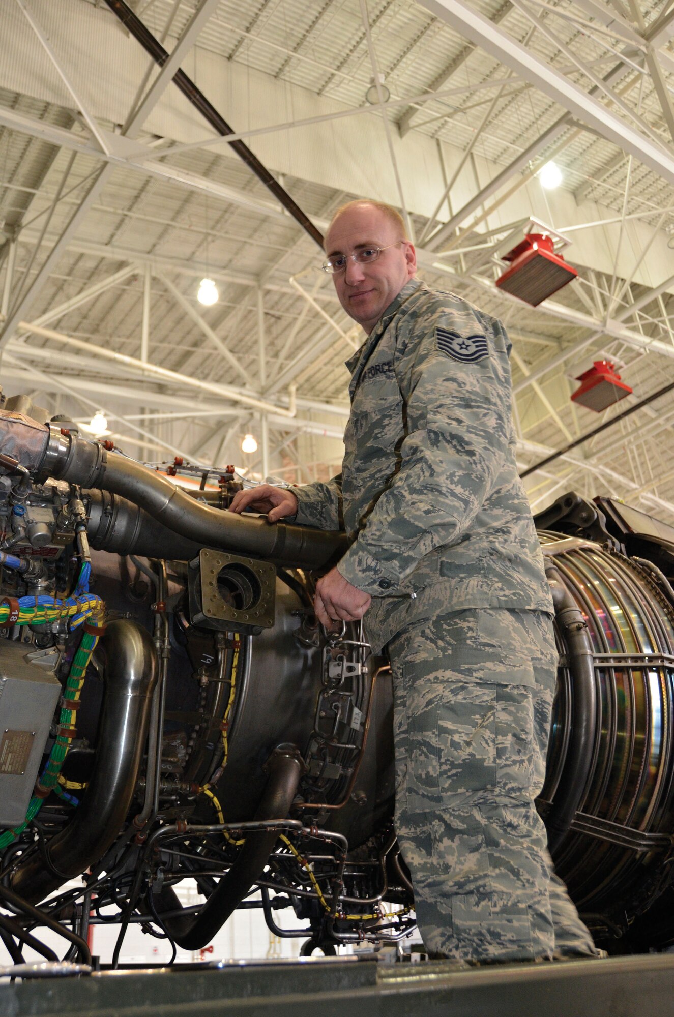 WRIGHT-PATTERSON AIR FORCE BASE, Ohio - Tech. Sgt. Tim Wolfram, 445th Maintenance Squadron aerospace propulsion craftsman, is the 445th Airlift Wing October 2014 Spotlight Performer. (U.S. Air Force photo/Lt. Col. Denise Kerr)
