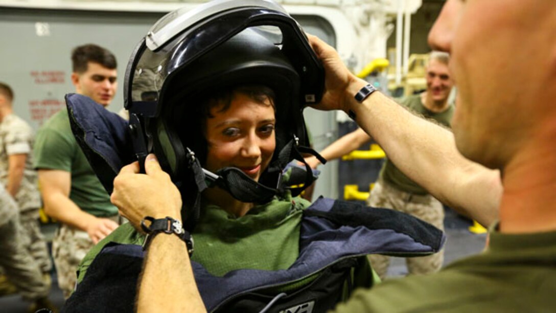 Aboard the USS America in route to San Francisco Fleet Week on 3 Oct., 2014. San Francisco Fleet Week hosted Marines and Sailors that showcased the capabilities of humanitarian assistance disaster relief that the military offers in case of emergencies. (U.S. Marine Corps photo by Cpl. Leah Agler/ Released)