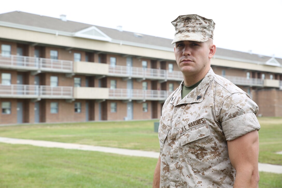 Cpl. Kevin L. Palmer is an administrative specialist from Highland, California. He is a third generation Marine experienced as a marksmanship coach and instructor, with a knack for off-road sports. From October 2014 to July 2015, the Ground Combat Element Integrated Task Force will conduct individual and collective skills training in designated combat arms occupational specialties in order to facilitate the standards based assessment of the physical performance of Marines in a simulated operating environment performing specific ground combat arms tasks. (U.S. Marine Corps photo by Cpl. Paul S. Martinez/Released)
